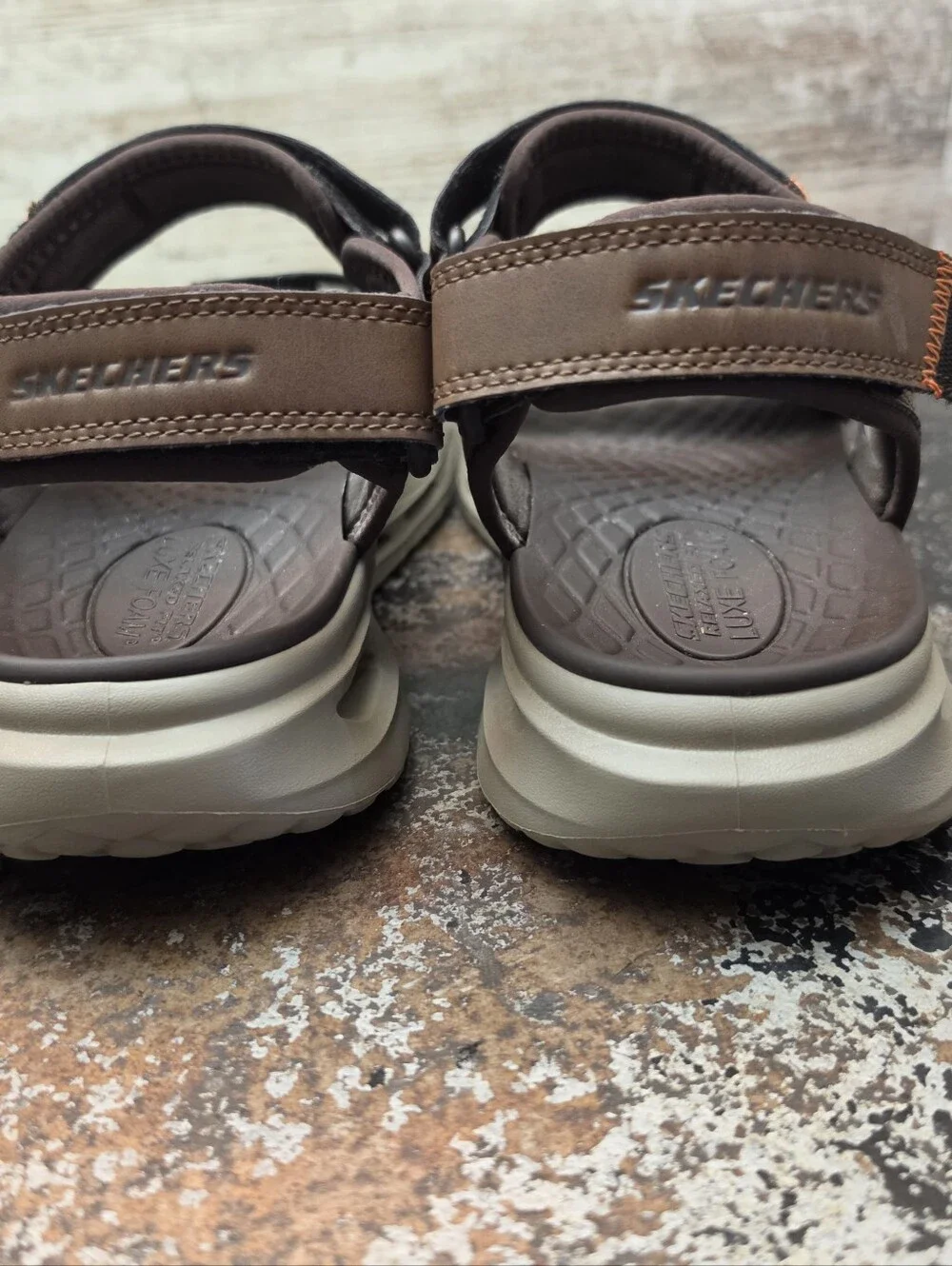 Mens Skechers Orvan Gamble Sandals Shoes Sz 12 M Used VGC Brown Leather 211371 B
